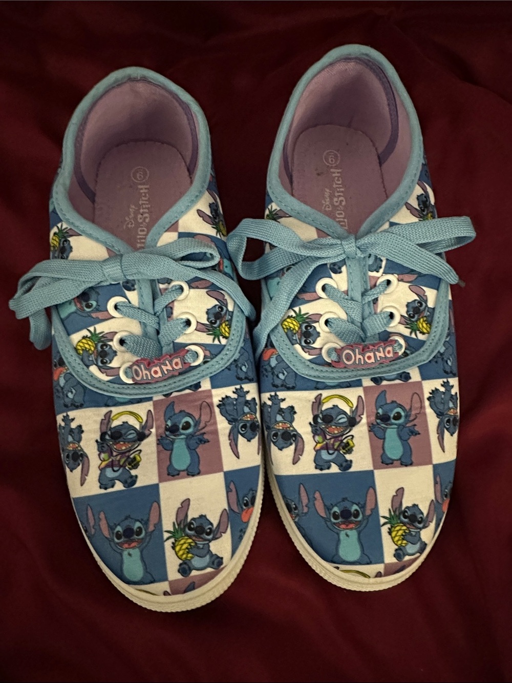 Women’s Ohana Stitch Blue Patterned Canvas Sneakers Size 9